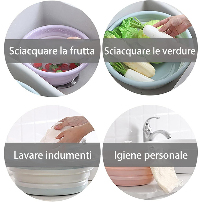 Умивальник, корито для білизни, чаша для миття посуду, чаша для кемпінгу, складана, пластикова, компактна, ідеально підходить для ванної кімнати, кухні, патіо, саду, термостат гумовий (12x3113,5x37) см, синій (12x3113,5x37) см синій