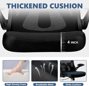 Офісний стілець Winrise, стілець для роботи, ергономічний комп&39ютерний стілець з сітки, для домашнього офісу, стільці для роботи, обертовий стілець, середня спинка, дихаюче крісло з регульованою поперековою опорою, 935-чорний WR935