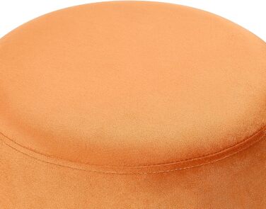 Пуф-стілець Beliani, оксамит, помаранчевий, однотонний, круглий, Ø 35 см, з плетінням Weiner, сучасний Янктон