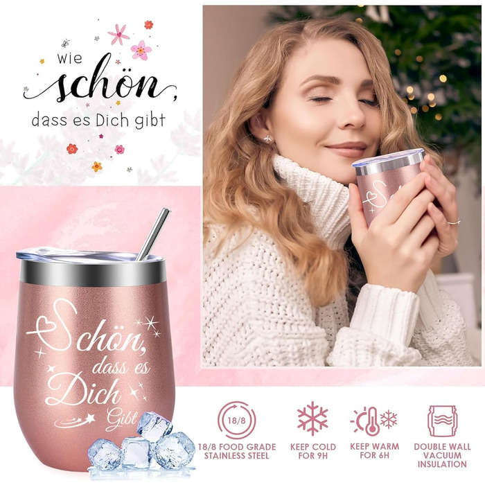 Подарунки для жінок, подарунковий набір на день народження для жінок з винним келихом з нержавіючої сталі об&39ємом 12 унцій та затишною ковдрою, натхненні різдвяні подарунки для найкращої подруги, мами, сестри, дружини