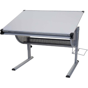 Стіл Mendler дитячий/молодіжний шкільний шкільний стіл офісний стіл Оксфорд, регульований по висоті, з можливістю нахилу - сірий