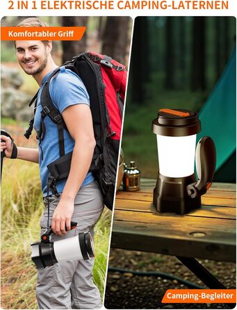 В-1 світлодіодний кемпінговий ліхтар, акумуляторний ліхтарик з ручним приводом для екстреного заряджання, портативний кемпінговий ліхтарик з 3 режимами світла для походів на свіжому повітрі, 2-