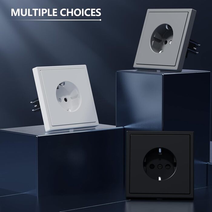 Розетка BSEED Schuko для прихованого монтажу, настінна розетка 16 А з рамою ПК, одинарна розетка з кігтиками, 1 відділення сіра