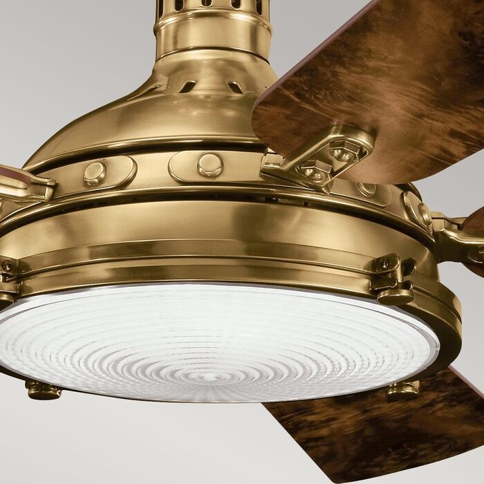 Стельовий вентилятор Elstead Hatteras Bay 142 см зі світлодіодним підсвічуванням з регулюванням яскравості 3000 K, полірована анти