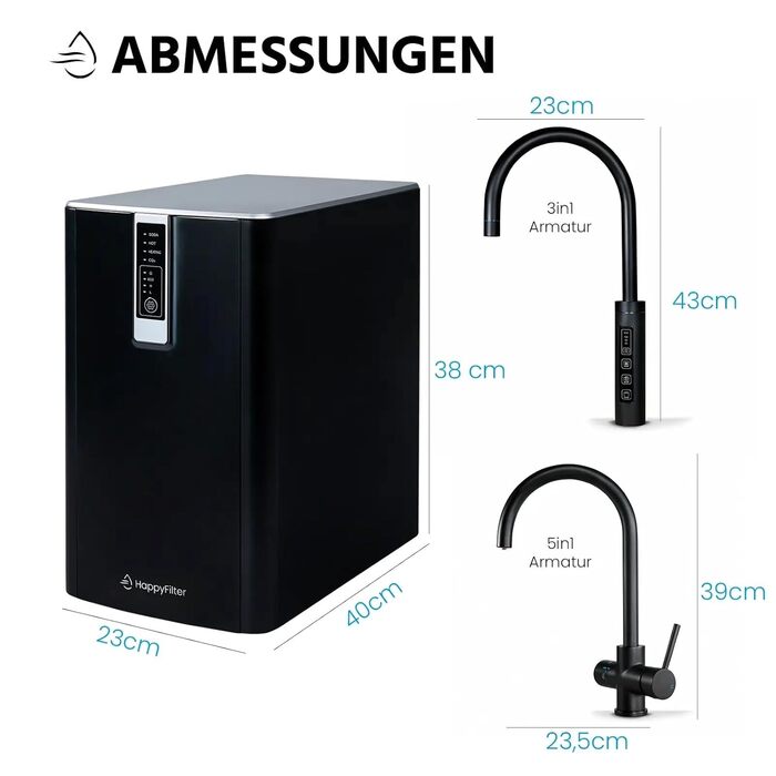 Чайник для виробництва газованої води HappyFilter FizzRed охолоджений шипучий кип'ятіння Сенсорний чорний змішувач 3в1 Фільтр від накипу Диспенсер для води Офіс Кухня Стаціонарне підключення до водопроводу Адаптер CO2 425 г 3 в 1 чорний 425 г CO2