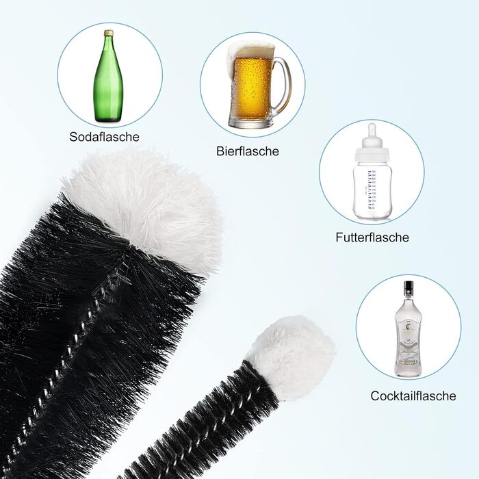 Щітка для миття пляшок Diwoker для скляних пляшок, 2 шт. щітка для чищення щітка для чищення пляшок для скляних графинів, питних п