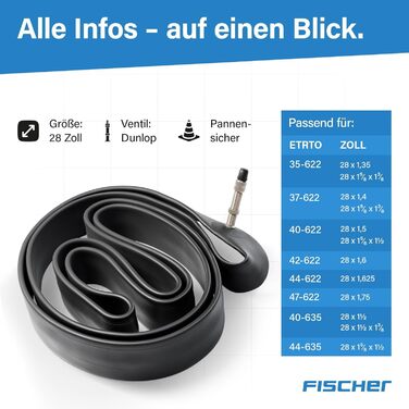 Самогерметизуюча велокамера 28 дюймів Для ETRTO 35/50-622 З ніпелем Dunlop Стійка до проколів з гелем Для міських, трекінгових велосипедів та електровелосипедів