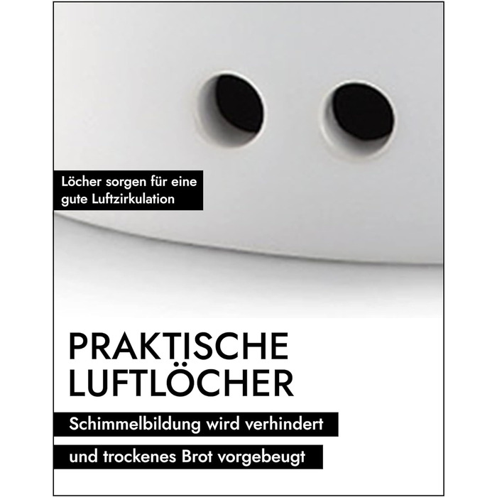 Керамічна хлібниця CONTINENTA З практичними отворами для повітря проти висихання та плісняви Ручна робота в Португалії Біла (30x23
