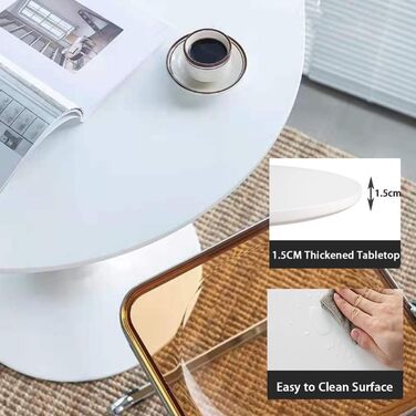 Сучасний круглий білий стіл, простий обідній стіл для відпочинку, скандинавський журнальний столик, столик для молочного чаю, стіл для переговорів, стиль тюльпан, балконний столик, невеликий круглий столик та стільці (розмір 70 см, колір білий)