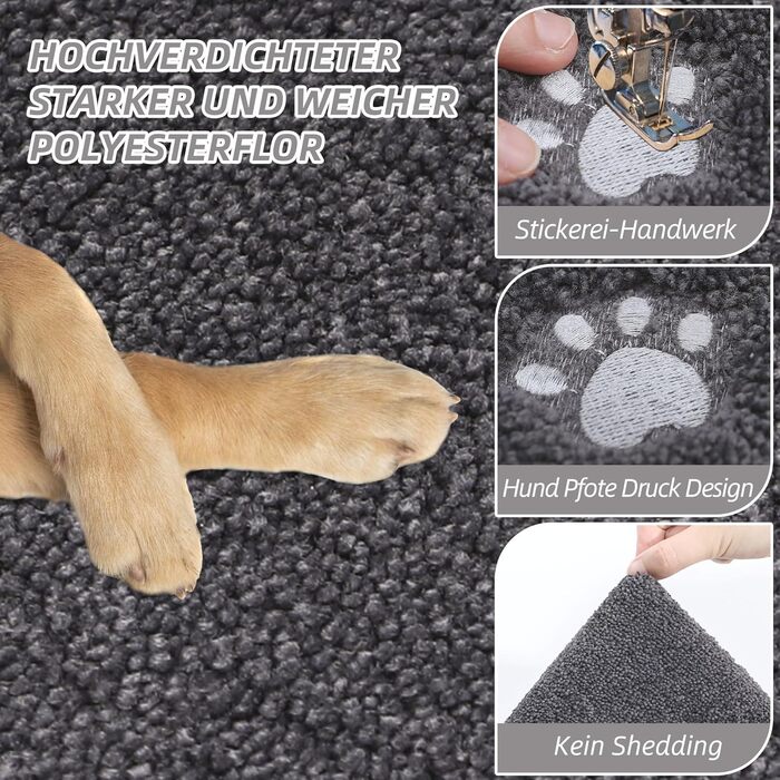 Килимок BEQHAUSE для прихожих, 60 x 90 см, миючий килимок для бруду, нековзний, можна прати в пральній машині, для вхідних і задніх дверей, входів, коридорів, темно-сірий