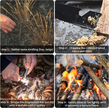 Кресало Newaner XXL Вогнепал з креміню та магнію з паракордом, сталевий скребок з відкривачкою для пляшок та мірною шкалою. Ідеально підходить для кемпінгу, активного відпочинку та виживання (1 комплект)