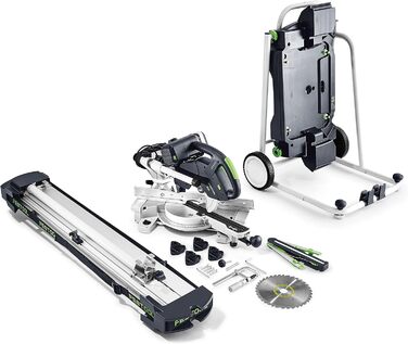 Поперечна пила Festool KS 60 E-UG-Set/XL KAPEX (з пиляльним диском WOOD UNIVERSAL, гвинтовим затискачем, світлодіодним підсвічуванням, кутовим скосом, піднесенням, шестигранним ключем, опорною рамою, поперечним захисним кожухом)