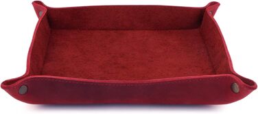 Лоток для зберігання речей Londo з натуральної шкіри - шкіряний органайзер, практична коробка для зберігання - для гаманців, годинників, ключів, монет, мобільних телефонів та канцелярського приладдя, червоний