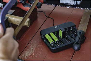 Універсальний зарядний пристрій EMOS для NiMH та NiCd акумуляторів, швидкий зарядний пристрій 500 мА, для 1-6 акумуляторних батарей AAA, AA, C, D, 9V, включаючи кабель USB-C, світлодіодний індикатор, захист батареї, функції безпеки