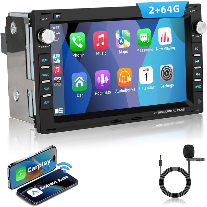 Автомобільне радіо ESSGOO Wireless Carplay та Android 264G Android 14 для VW VW Polo MK3/4 9N Golf 4 Passat B5 T5 Seat Skoda, 7-дюймовий сенсорний екран з Bluetooth FM RDS GPS WiFi