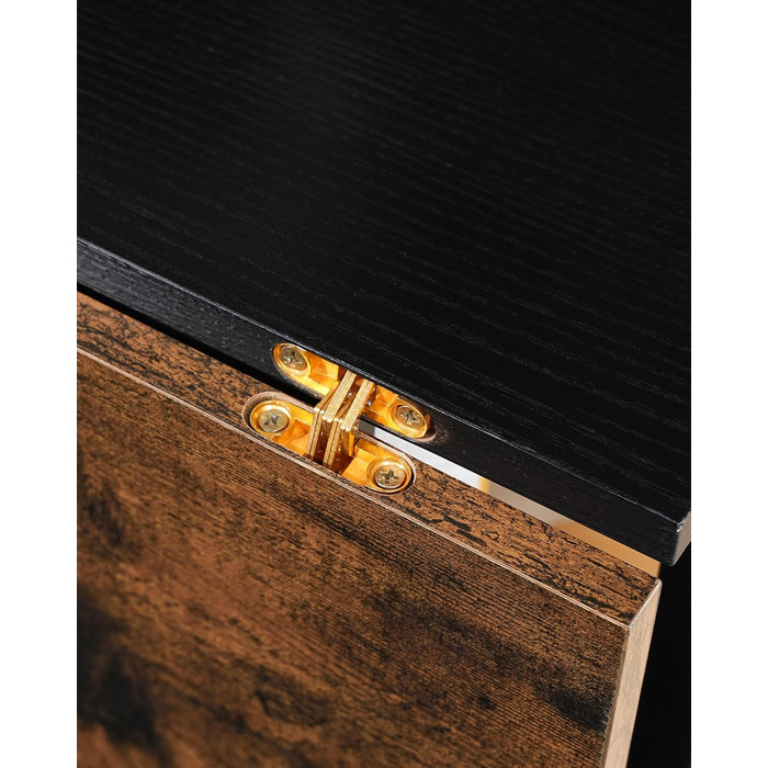 Розкладний обідній стіл, кухонний стіл, мобільний стіл, розкладний стіл з 6 коліщатками, що блокуються, та 2 полицями, для кухні, вітальні, квартири, сільський коричневий та чорний DTCZ01BF Рустикальний коричневий, чорний