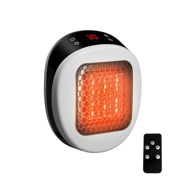 Настінний обігрівач для домашнього використання з пультом дистанційного керування, міні-керамічний вентилятор-обігрівач, 600 Вт, 15-32 , таймер 1-12 годин, система термостата, тихий нагрів з низьким рівнем шуму (білий)