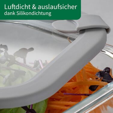 Набір контейнерів для зберігання FACKELMANN Chefkoch із 3 предметів із боросилікатного скла з вентиляційним клапаном 400 мл / 600 мл / 950 мл, герметичний та водонепроникний, підходить для використання в мікрохвильовій печі та духовці