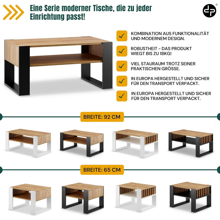 Журнальний столик для дивана Журнальний столик з чорного дуба з місцем для зберігання Сучасний стіл для вітальні Журнальний столик Маленький столик Журнальний столик шириною 92 см Міцний стіл для вітальні з чорного дуба