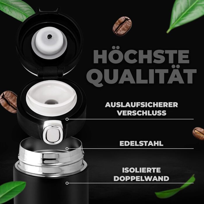 Пляшка для води Maverton з гравіюванням 400 мл - Герметична 100 водонепроникна термокружка - Сенсорний світлодіодний дисплей - Термос з нержавіючої сталі - Для чоловіків - Подарунки на день народження - Різдвяні подарунки - Чорна - Літера