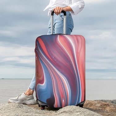 Чохол на валізу Абстрактний рожевий мармур, еластичний, водостійкий, захисний, для подорожей та роботи (розмір валізи 45,7 - 81,3 см), чорний, розмір S