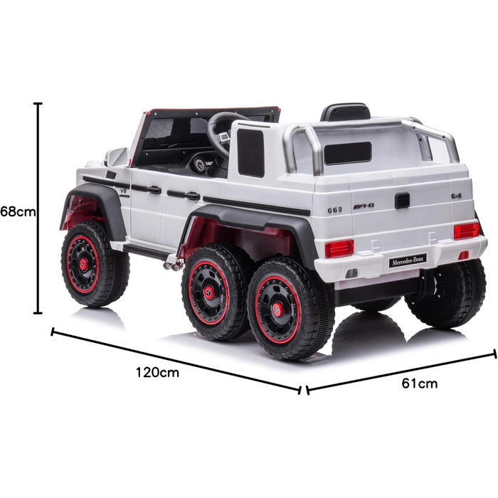 Дитячий автомобіль FINOOS Mercedes G63 6X6 AMG 12V, Дитячий електромобіль 4X45W, З гумовими шинами, Шкіряне сидіння З пультом дист
