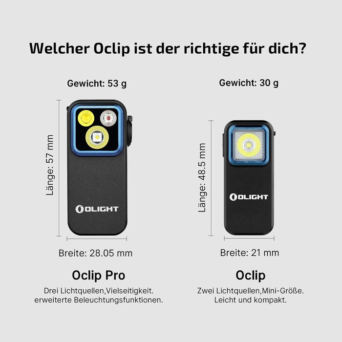 Міні-світлодіодний ліхтарик OLIGHT Oclip Pro з прожектором, сфокусованим світлом і червоним світлом, акумуляторний ліхтарик USB-C потужністю 500 лм, невелика проблискова лампа IPX6 для бігу, кемпінгу та екстрених ситуацій