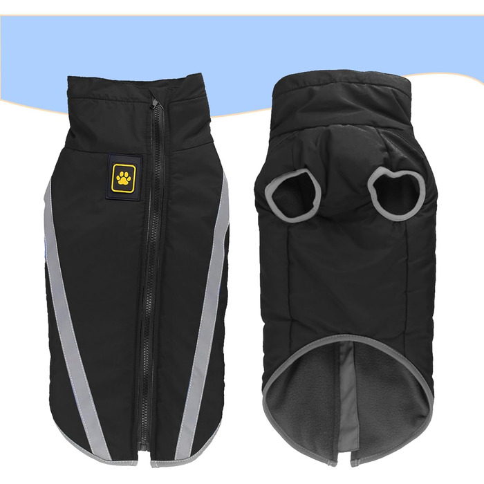 Куртка для собак Водонепроникна зимова куртка для собак Світловідбиваюча зимова куртка з флісовою підкладкою Вітрозахисна зимова куртка Светр для собак Одяг для собак для холодної погоди Зимова тепла зимова куртка для собак Чорний XL