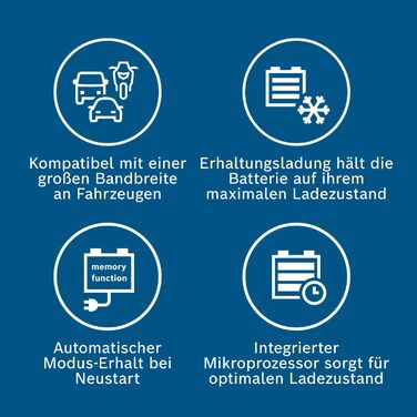 Зарядний пристрій Bosch C70, 10 ампер, з функцією крапельного заряду - Автомобільний зарядний пристрій для свинцево-кислотних, AGM