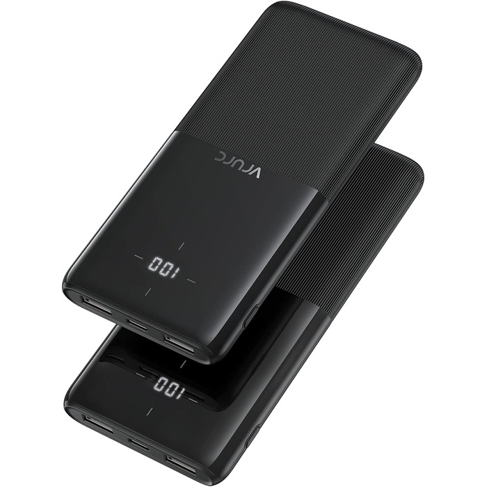 И, Power Bank USB C Портативний зарядний пристрій Зовнішній акумулятор мобільного телефону 2 USB USB C 2.4A Вихідні порти для смартфонів, iPhone, Samsung, Huawei, телефонів Android та інших Black Black & Black, 10000mAh 2 шт.