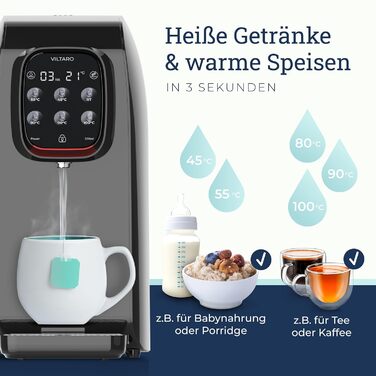 Система зворотного осмосу VILTARO для питної води чорна, 5-ступінчаста система фільтрів, 6 температурних рівнів, мобільна без підключення до води система зворотного осмосу Осмотичний фільтр для води фільтр від вапняного нальоту фільтр для питної води