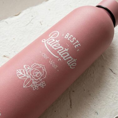 Подарункова термопляшка Manahia Godmother - Найкраща хрещена мати у світі - Термос з нержавіючої сталі 500 мл рожевого кольору - Ідея подарунка на хрестини, день народження та Різдво - У комплекті подарункова коробка