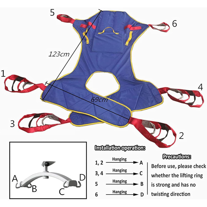 Туалетний строп, сітчастий слінг для пацієнта, допоміжні засоби для ходьби всього тіла, медичне підйомне обладнання, для медсестер, літніх людей, інвалідів, чотириточкові ремені безпеки для підйому всього тіла