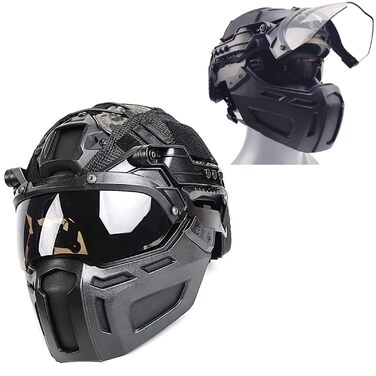 Комплект тактичного шолома WLXW Fast зі знімними масками, лінзами для страйкболу та окулярами для рольових ігор у пейнтболі, виживанні та косплеї CS