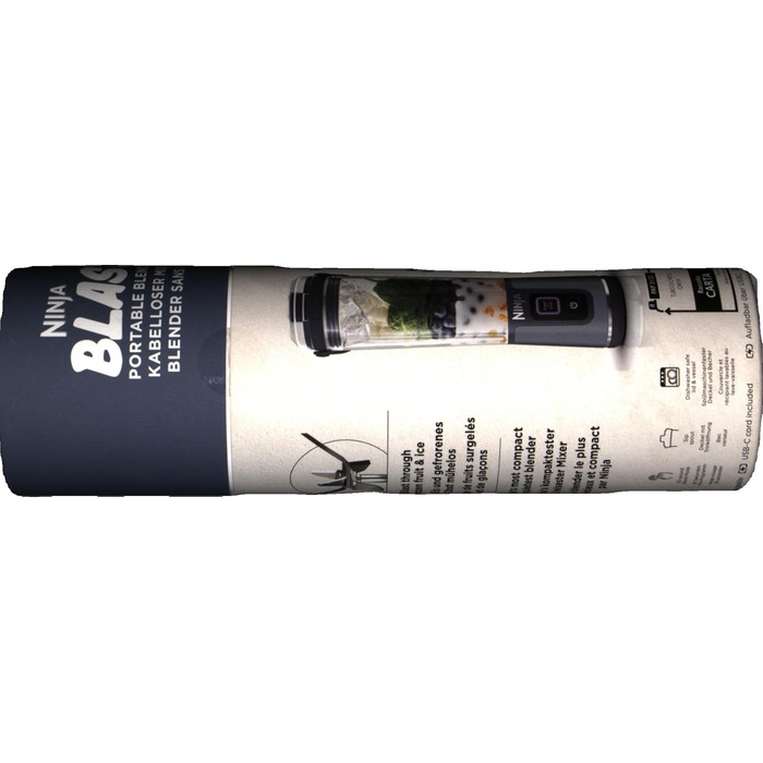 Портативний блендер / блендер / блендер для приготування смузі Ninja Blast, чаша 530 мл, кришка з захистом від розливу, потужний м