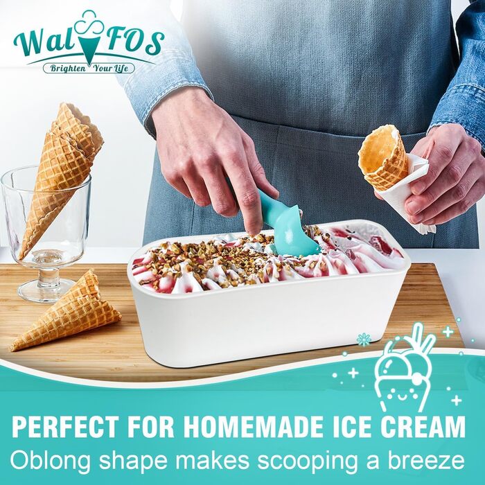 Контейнери для морозива Walfos 1,5 л і 8 226 г, набір, бонусні ущільнювальні стрічки зберігають силіконові кришки герметичними, багаторазові контейнери для морозива, штабельовані контейнери для морозильника - синій (набір з 6 предметів)