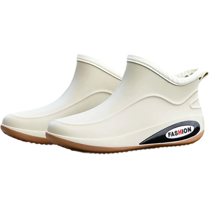 Водне взуття, гумові чоботи, короткі гумові чоботи, для чоловіків та жінок, до щиколотки, зручні, для садівництва, легкі, для катання на човні, кемпінгу, вітрильного спорту, подорожей та походів, бежевий, 39 1/3 EU