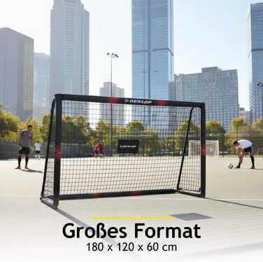 Футбольні ворота Dunlop - Футбольні ворота 300 x 200 x 90 см - Футбольні ворота - Футбольні ворота для саду, дітей та дорослих - Футбольне тренувальне обладнання, для приміщень та вулиці - Металеві - Чорний/Білий, Чорний/Червоний 180x120x60 см