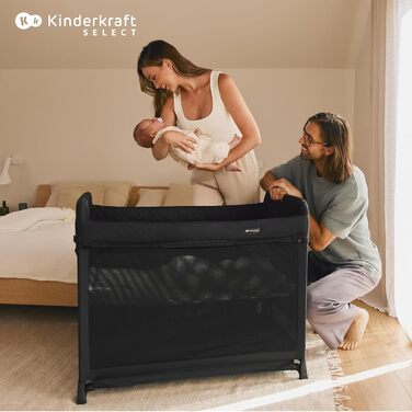 Дорожнє ліжечко Kinderkraft Moon Dream від народження до 3 років, двоярусне дитяче ліжечко, складається однією рукою, матрац та сумка для перенесення в комплекті, легке чищення, бежевий колір