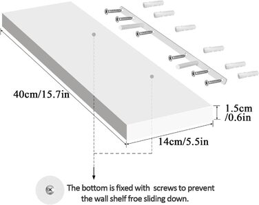 Настінні полиці, білі, плаваючі, 3 шт. и, виготовлені з дерева, настінне кріплення, декоративні дерев&39яні полиці для вітальні, спальні, ванної кімнати, 40 см x 12 см x 1,5 см