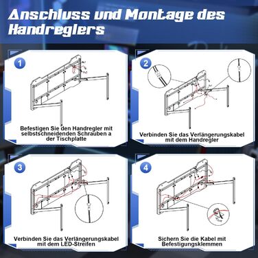Ігровий стіл Devoko 120 x 60 см, ігровий стіл зі світлодіодним підсвічуванням, поверхня з вуглецевого волокна, ергономічний ігровий стіл з тримачем для напоїв, гачок для навушників, міцний комп&39ютерний стіл