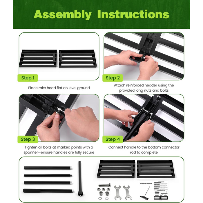 Гребінь-рівняч для газону 2-в-1 аератор та розкидач піску Покриття порошковою фарбою для захисту від іржі 204x76x25 см Ідеально підходить для саду, гольф-поля та ландшафтного дизайну