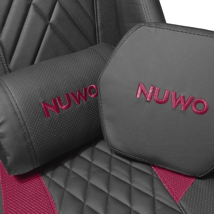 Ергономічне ігрове крісло Nuwo DoXx, крісло для ПК, ігрове крісло, 2D підлокітники, регульована спинка та висота, поперекова підтримка та підголівник, 120 кг, червона серія DoXx