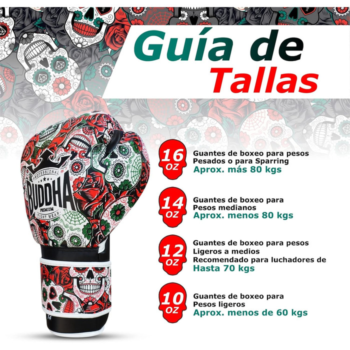 ОДЯГ ДЛЯ БІЙЦІВ BUDDHA Мексиканські боксерські рукавички Муай-тай Кікбоксинг Високоякісна синтетична шкіра Внутрішня підкладка GS-3 Захист від ударів Червоний колір Розмір 14 унцій