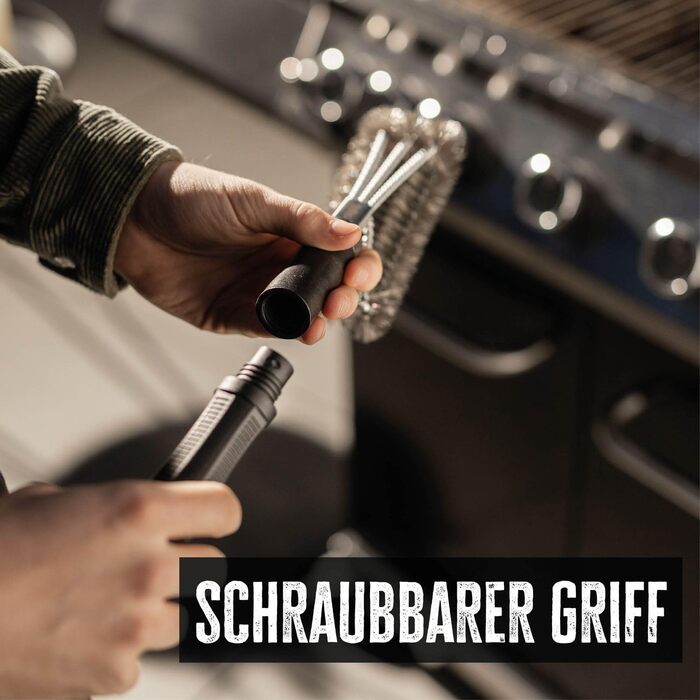 Щітка для гриля Grillfrst Premium зі щетиною з нержавіючої сталі та ручкою, що загвинчується, 45 см - щітка для чищення гриля, щіт