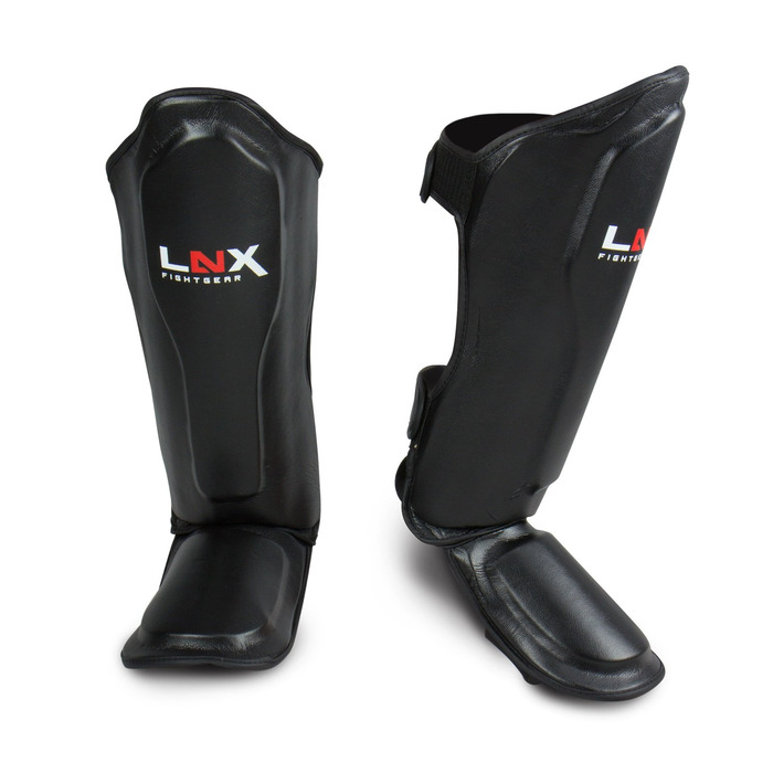 Щитки для гомілок LNX Muay Thai Pro Fight - Захист гомілок для бойових мистецтв, кікбоксингу, суглобів, SML XL, чорний, для чоловіків і жінок, чорний XL
