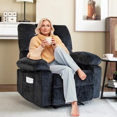 Крісло для телевізора з функцією відкидання, відкидне крісло з імітацією лляної тканини, крісло/відкидне крісло, вантажопідйомність до 150 кг, для вітальні (темно-сіре, маленьке)