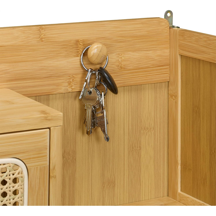 Бамбукова шафа для взуття Relaxdays, 127x95x19 см, натуральний колір Вузька взуттєва полиця, 5 відділень, 3 дверцята, на 9 пар