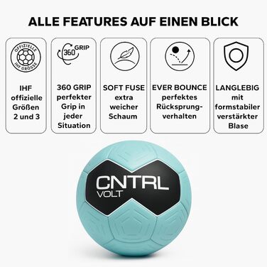Гандбольний м&39яч CHAIZ CNTRL Volt, синій Без смоли та сумісний зі смолою Максимальний контроль та зчеплення м&39яча Найкращий тренувальний та матчевий м&39яч для чоловіків/жінок, синій 2