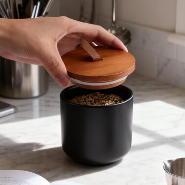 Скляні керамічні банки з кришками, керамічні контейнери для зберігання об&39ємом 260 мл/9 унцій, контейнери для зберігання продуктів з ручками, чорні цукорниці, контейнери для кавових зерен, цукру, чаю, 2